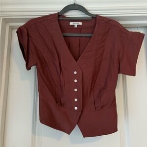 Madewell Brown V-Neck Blouse